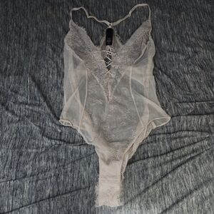 Victoria's Secret Sheer Lace Teddy in Light Pink
